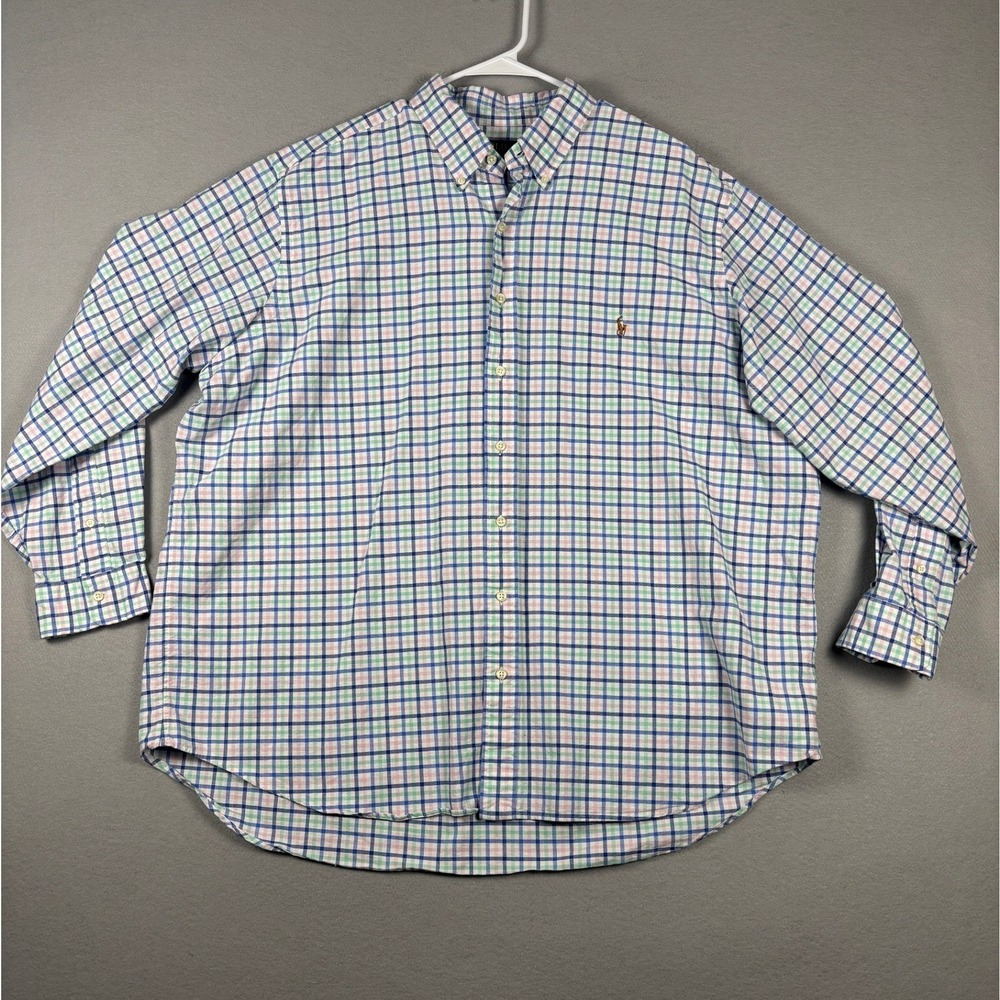 Polo Ralph Lauren Big & Tall Plaid Button Down Shirt 2XB Blue Green Pink